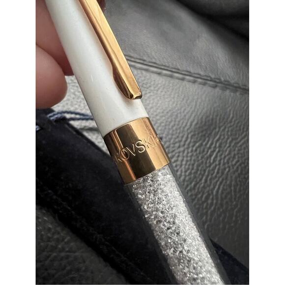 Swarovski Ballpoint Pen White Crystalline Shimmer New w Velvet Pouch - Picture 4 of 5